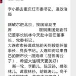 陈敏儿接任国家副主席，李鹏儿子李小鹏任重庆市长；胡海峰任大连市长