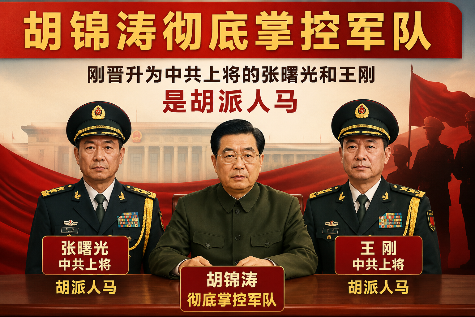 7月3日晋升的上将张曙光、王刚是张又侠和胡锦涛人马！张又侠配合胡锦涛掌控军权过程曝光，张又侠刘震立&ldquo;1&middot;20中央党校刺杀&rdquo;真相曝光